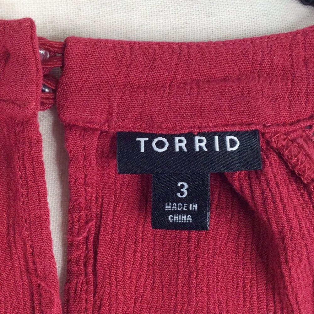 Torrid 3 Gauze Goddess Tank Top Womens Plus Size 3X Red Sleeveless Hi Low Tunic - Picture 10 of 12